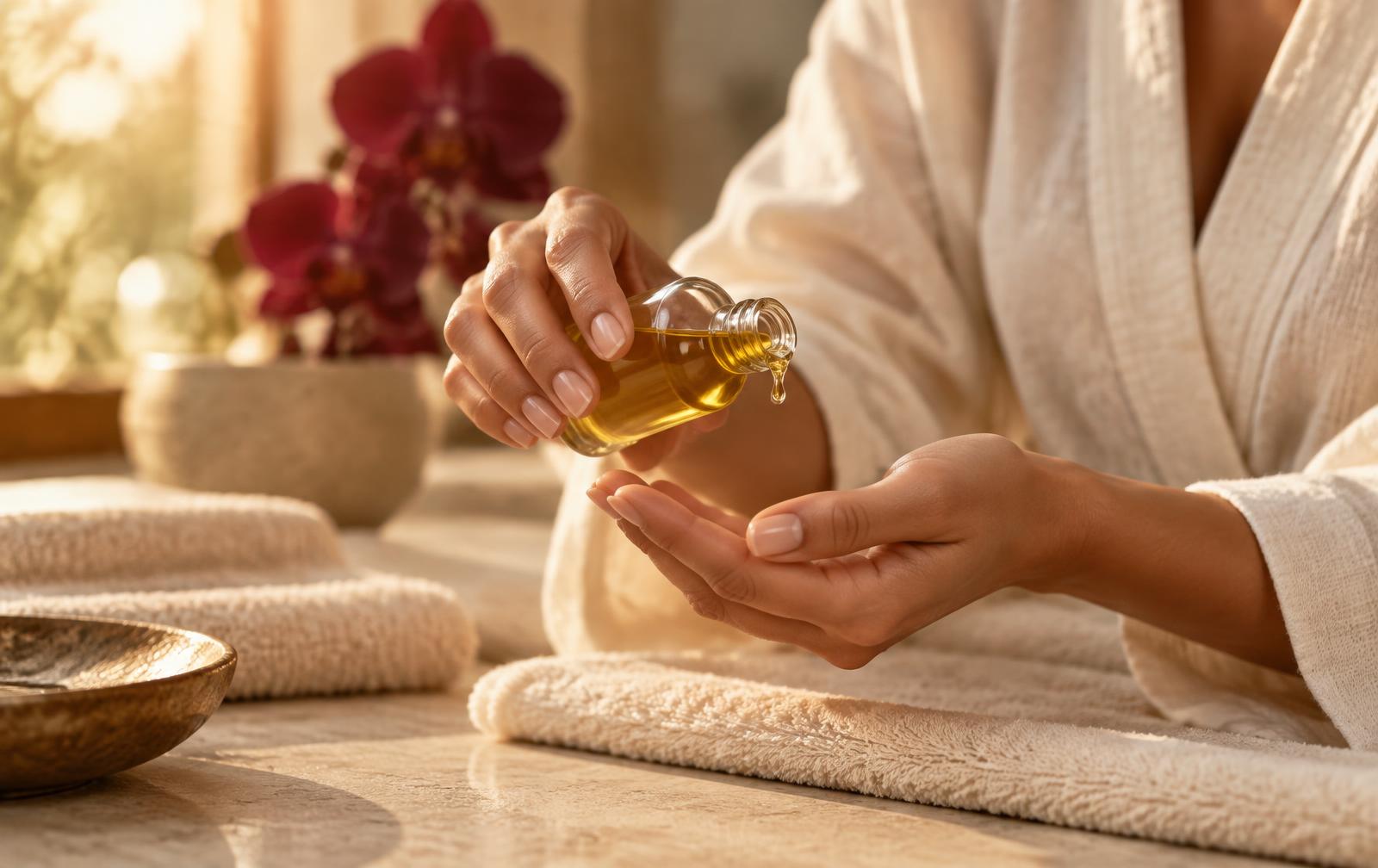 Tantric massage masseuse in London holding warm massage oil